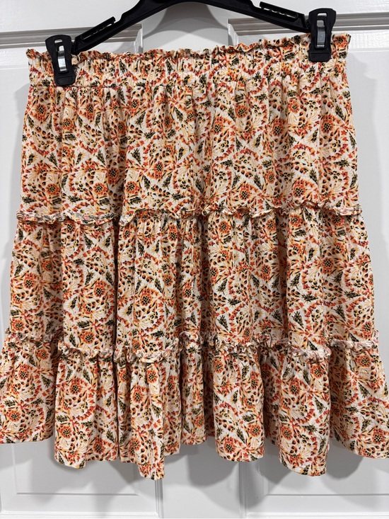 Cynthia Rowley Dresses & Skirts - Boho Floral Tiered Mini Skirt - Cream with Orange Floral Print